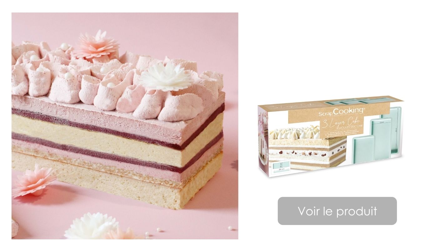 Recette Layer Cake ganache Framboise Coco - ScrapCooking